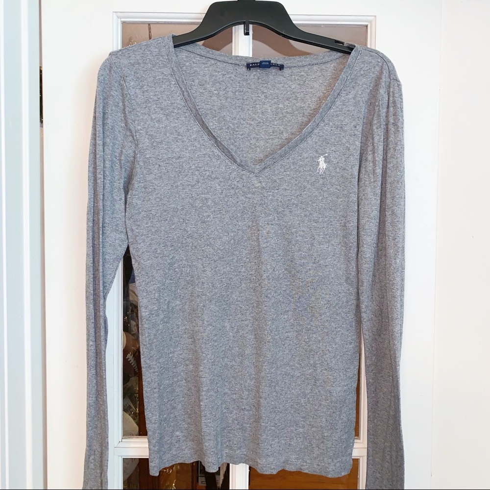 Ralph Lauren Gray Long Sleeve V-Neck T-shirt